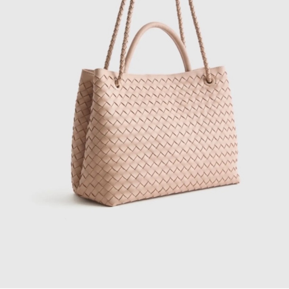 Large Quince Beige Woven Tote/Shoulder Bag - Taupe - Picture 7 of 13